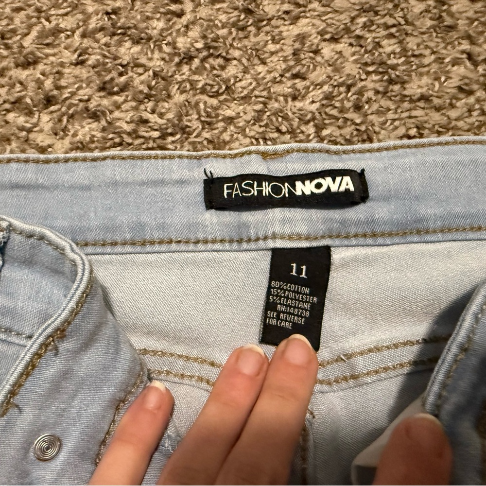 Fashion Nova High Rise  Light Wash Distressed Jeans - Picture 5 of 6